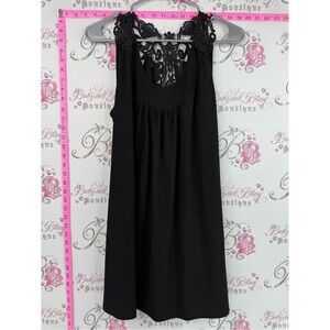 Neva mini dress or long top lace Black Sleeveless Dress with Lace Back Detail